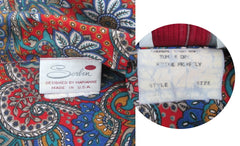 Vintage 80s Red Paisley Side Button Shirtwaist Dress XL / 1X