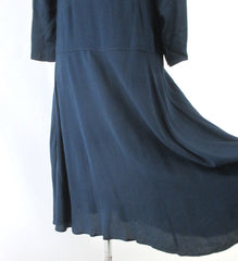 Vintage 20's 30's Navy Blue Rayon Dress S