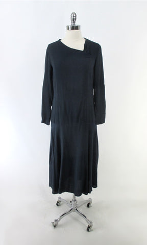 Vintage 20's 30's Navy Blue Rayon Dress S