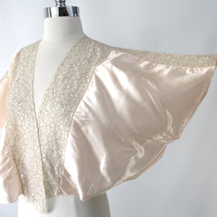 Vintage 30s 40s Angel Sleeve Peach Satin Bed Jacket One Size