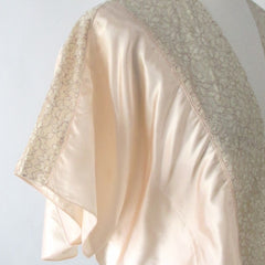Vintage 30s 40s Angel Sleeve Peach Satin Bed Jacket One Size