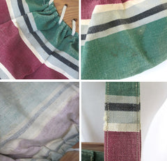 Vintage 40s Falsa Stripe Bonnie Style Canvas & Wood Bag Beach Tote