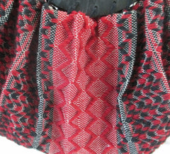 Vintage 40s Red Roses Fabric & Wood Bonnie Style Bag