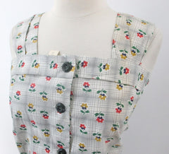 vintage 40s flour sack floral cotton sundress dress matching bolero swing skirt new old stock plus size XXL dress set bombshell bettys vintage buttons