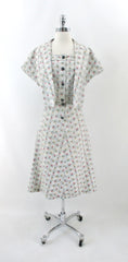 vintage 40s flour sack floral cotton sundress dress matching bolero swing skirt new old stock plus size XXL dress set bombshell bettys vintage gallery