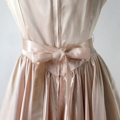 Vintage 40s 50s Soft Pink Satin Evening Lounge Dress S