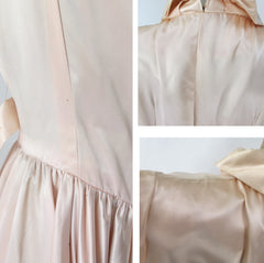 Vintage 40s 50s Soft Pink Satin Evening Lounge Dress S