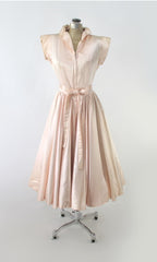 Vintage 40s 50s Soft Pink Satin Evening Lounge Dress S