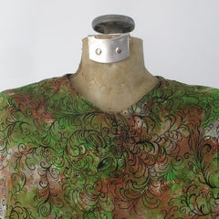 Vintage 40s Novelty Print Sarong Skirt Dress S