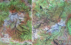 Vintage 40s Novelty Print Sarong Skirt Dress S