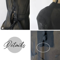 Vintage 40s Sheer Black Day Dress Matching Belt S