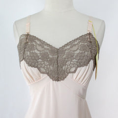 Vintage 50s 60s Taupe & Peach Deena Slip 34 NWT S