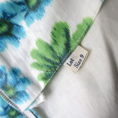 Vintage 50's Blue Green Floral Sheath Party Dress XS