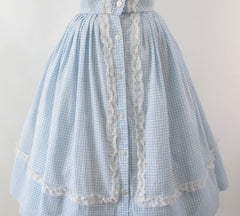 Vintage 50s 60s Light Blue Gingham Matching Top & Skirt Dress Set S - Bombshell Bettys Vintage