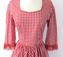 Vintage 60's Gingham Pioneer Prairie Costume Dress L