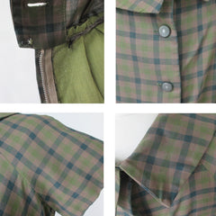 Vintage 50's Green Plaid Sheath Dress XS