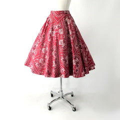 Vintage 50s Red Bandana Full Circle Skirt S