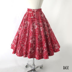 Vintage 50s Red Bandana Full Circle Skirt S