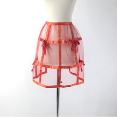 Vintage 50s Red Satin Ribbon Holiday Party Hostess Apron • One Size