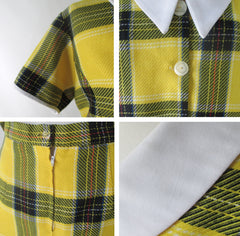 Vintage 60's Yellow Plaid Skirt & Top Suit Set XXL 2XL Plus - Bombshell Bettys Vintage