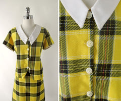 Vintage 60's Yellow Plaid Skirt & Top Suit Set XXL 2XL Plus - Bombshell Bettys Vintage