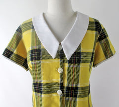 Vintage 60's Yellow Plaid Skirt & Top Suit Set XXL 2XL Plus - Bombshell Bettys Vintage