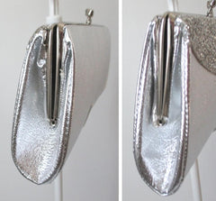 Vintage 60's Silver Glitter Envelope Handbag Clutch Bag
