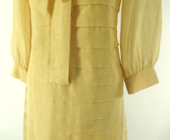 Vintage 60's Yellow Sheer Pussy Bow Shift Dress S - Bombshell Bettys Vintage