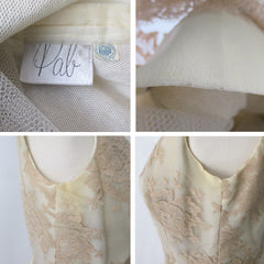 Vintage 50s 60s Champagne & Lace Party Dress M
