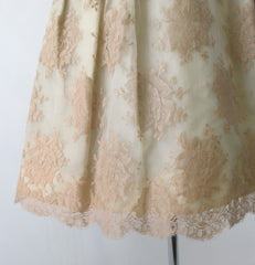 Vintage 50s 60s Champagne & Lace Party Dress M