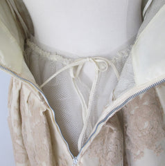 Vintage 50s 60s Champagne & Lace Party Dress M