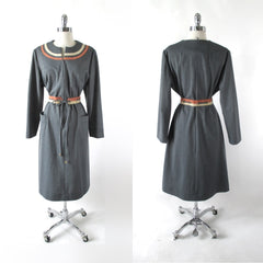 Vintage 70s Heather Grey Zip Front Ultrasuede Dress NWT XL 1X