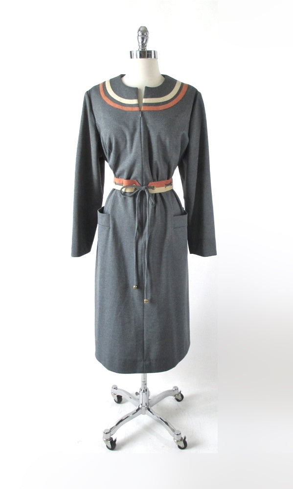 Vintage 70s Heather Grey Zip Front Ultrasuede Dress NWT XL 1X