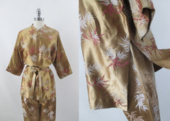 Vintage 60s Alfred Shaheen Hawaiian Gold Brocade Tunic Top Capri Pants Set M - Bombshell Bettys Vintage