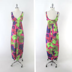 Vintage 60s Catalina Psychedelic Flower Power Maxi Dress XS