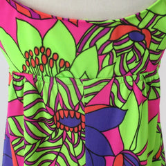 Vintage 60s Catalina Psychedelic Flower Power Maxi Dress XS