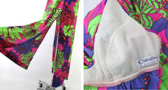 Vintage 60s Catalina Psychedelic Flower Power Maxi Dress XS