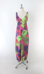 Vintage 60s Catalina Psychedelic Flower Power Maxi Dress XS