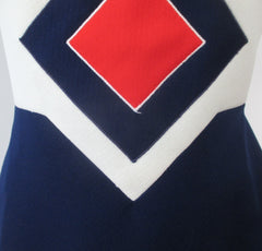 Vintage 60's Space Age Red White Blue Mod Mini Dress M