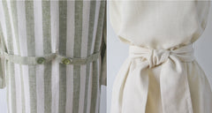 Vintage 60's Sheath Dress Matching Green Stripe Jacket Set L - Bombshell Bettys Vintage