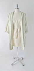 Vintage 60's Sheath Dress Matching Green Stripe Jacket Set L - Bombshell Bettys Vintage