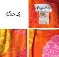 Vintage 60s Psychedelic Watteau Pleat Hawaiian Maxi Dress S - Bombshell Bettys Vintage