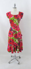 Vintage 60s Reef Ruffled Hem Hawaiian Sheath Dress M - Bombshell Bettys Vintage