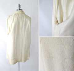 Vintage 60's Cream Big Button Bell Sleeve Mod Coat / Jacket M