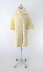 Vintage 60's Cream Big Button Bell Sleeve Mod Coat / Jacket M