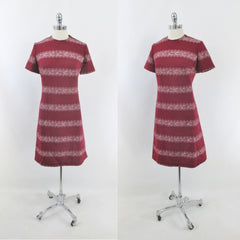 Vintage 60s Deep Red MOD Princess A-Line Midi Dress L