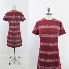 Vintage 60s Deep Red MOD Princess A-Line Midi Dress L