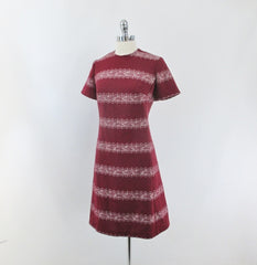 Vintage 60s Deep Red MOD Princess A-Line Midi Dress L