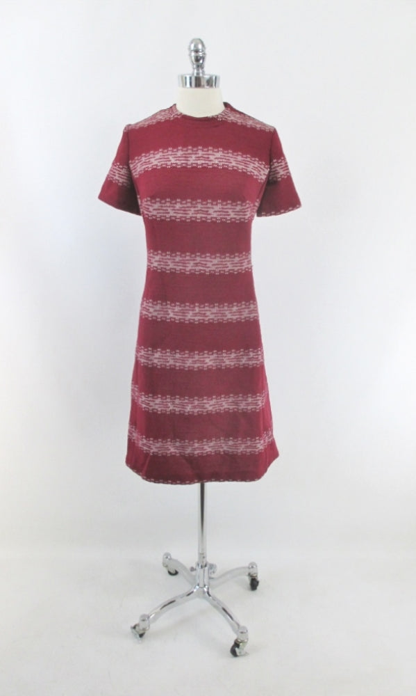 Vintage 60s Deep Red MOD Princess A-Line Midi Dress L