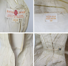 Vintage 60s Royal Lynne Gold Silk Evening Gown Sheath Dress S - Bombshell Bettys Vintage